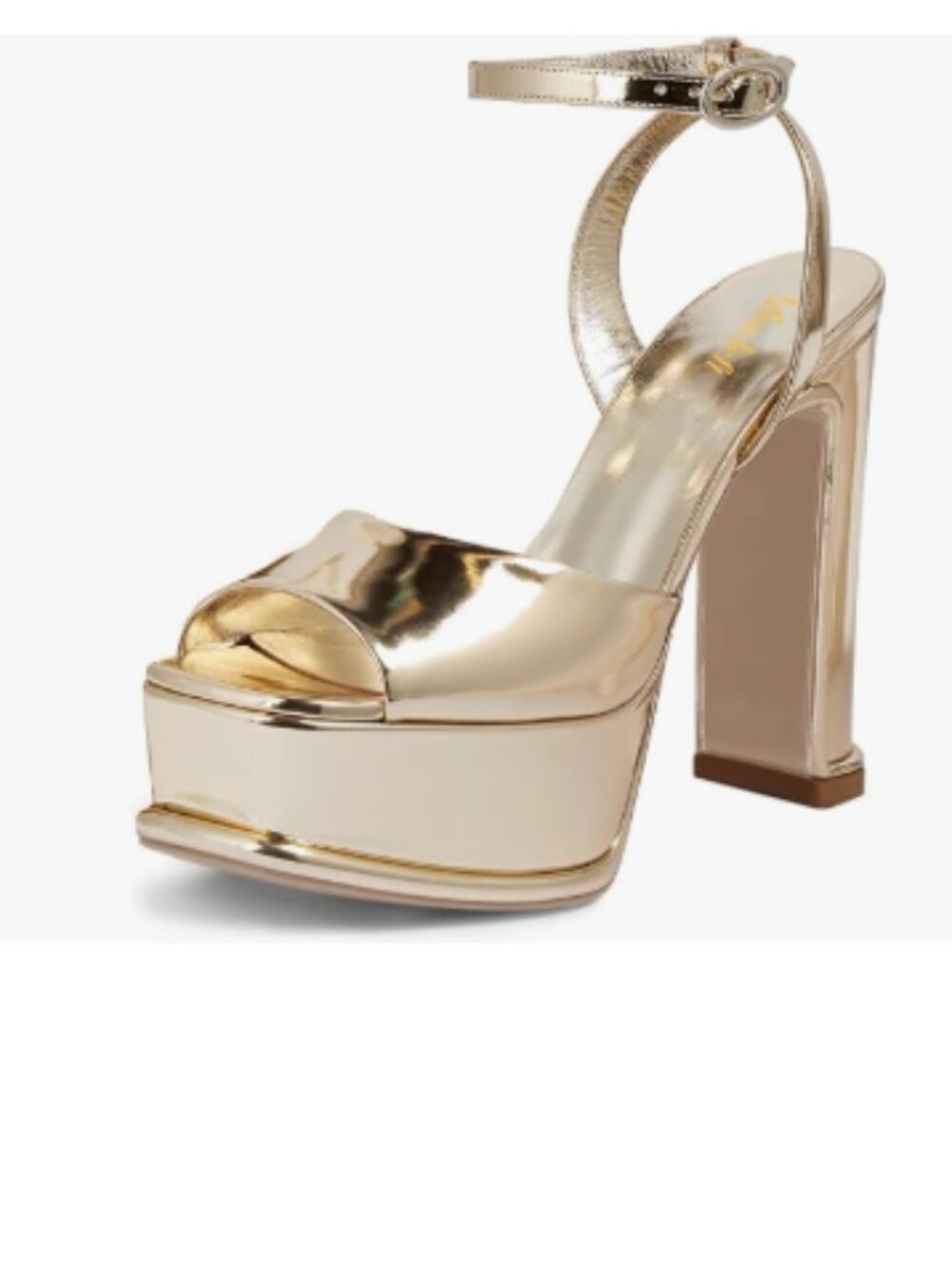 miss left Gold Open Toe Super High Heel Sandals Platform Strappy Buckle Shoes